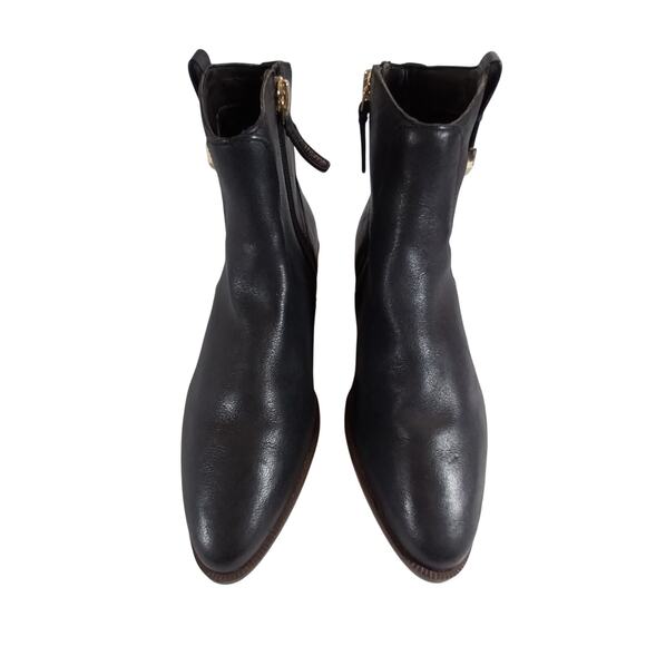 COLE HAAN! BLACK GENUINE LEATHER POINTY TOE, CHUNKY HEEL ANKLE BOOTS! SZ 6B - Picture 4 of 10